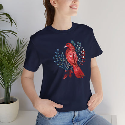 Scarlet Nestling Flower T-Shirt