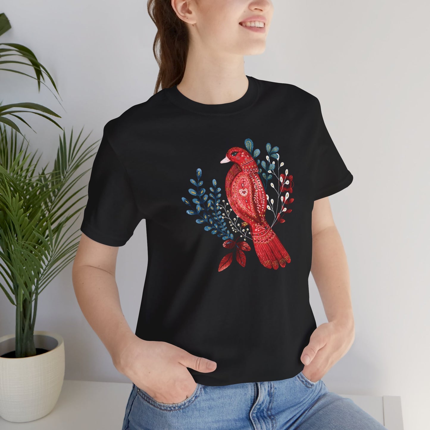 Scarlet Nestling Flower T-Shirt