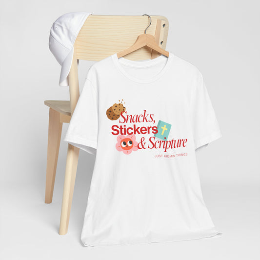 Children’s Ministry Tee | Snacks, Stickers & Scripture