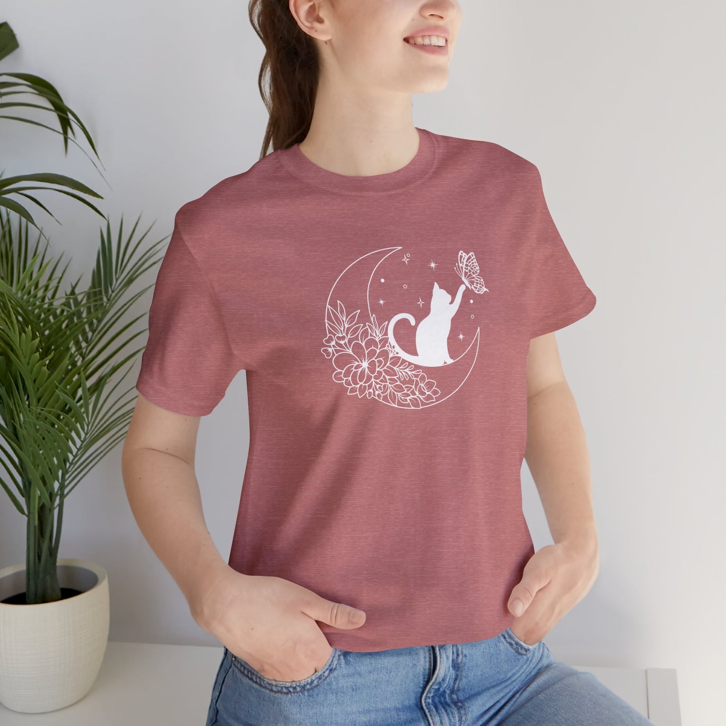 The Cat And The Butterfly Flower T-Shirt