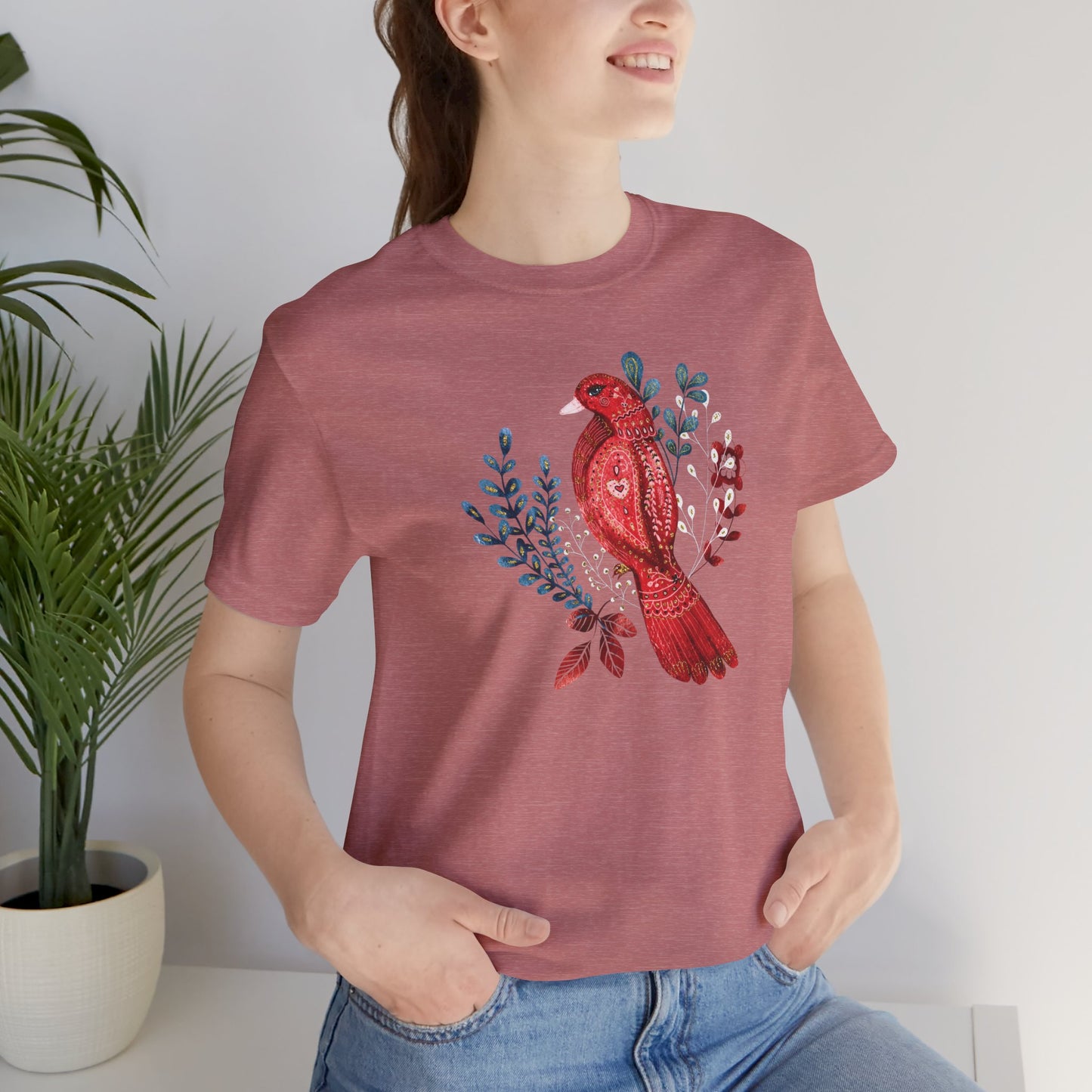 Scarlet Nestling Flower T-Shirt