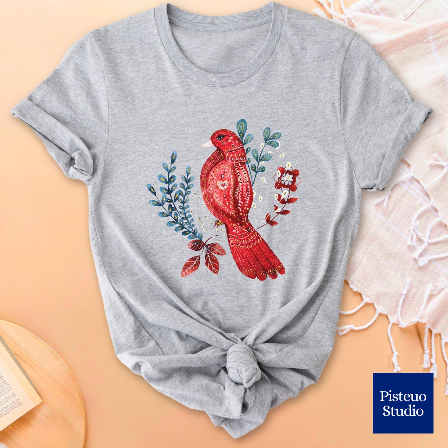 Scarlet Nestling Flower T-Shirt