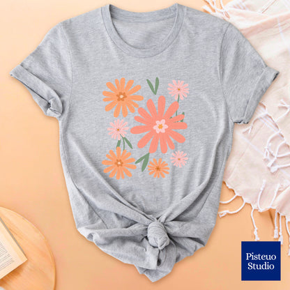 Warm Floral Splash Flower T-Shirt