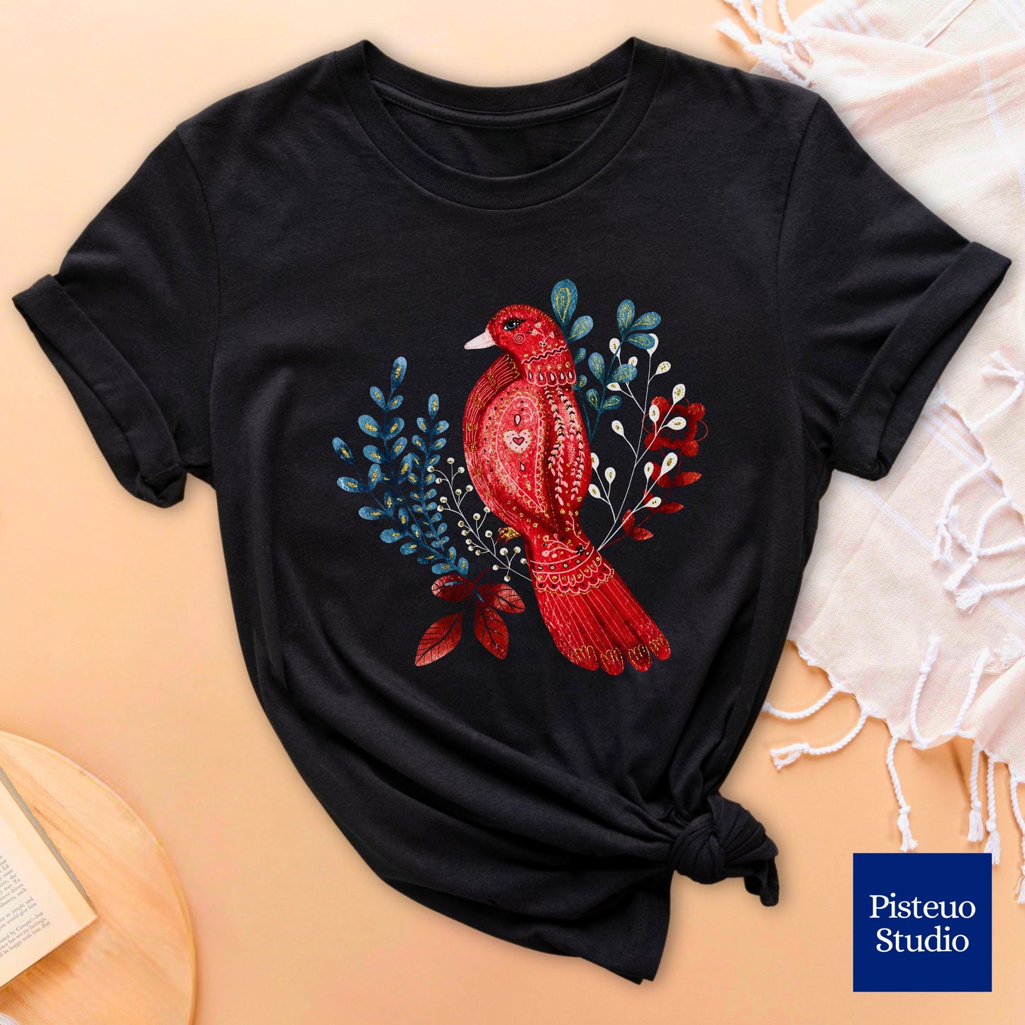 Scarlet Nestling Flower T-Shirt