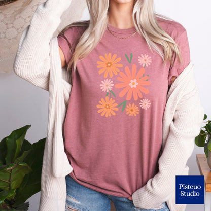 Warm Floral Splash Flower T-Shirt