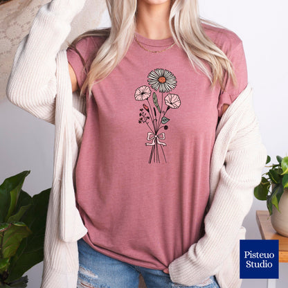 Aster and Morning Glory Flower T-Shirt