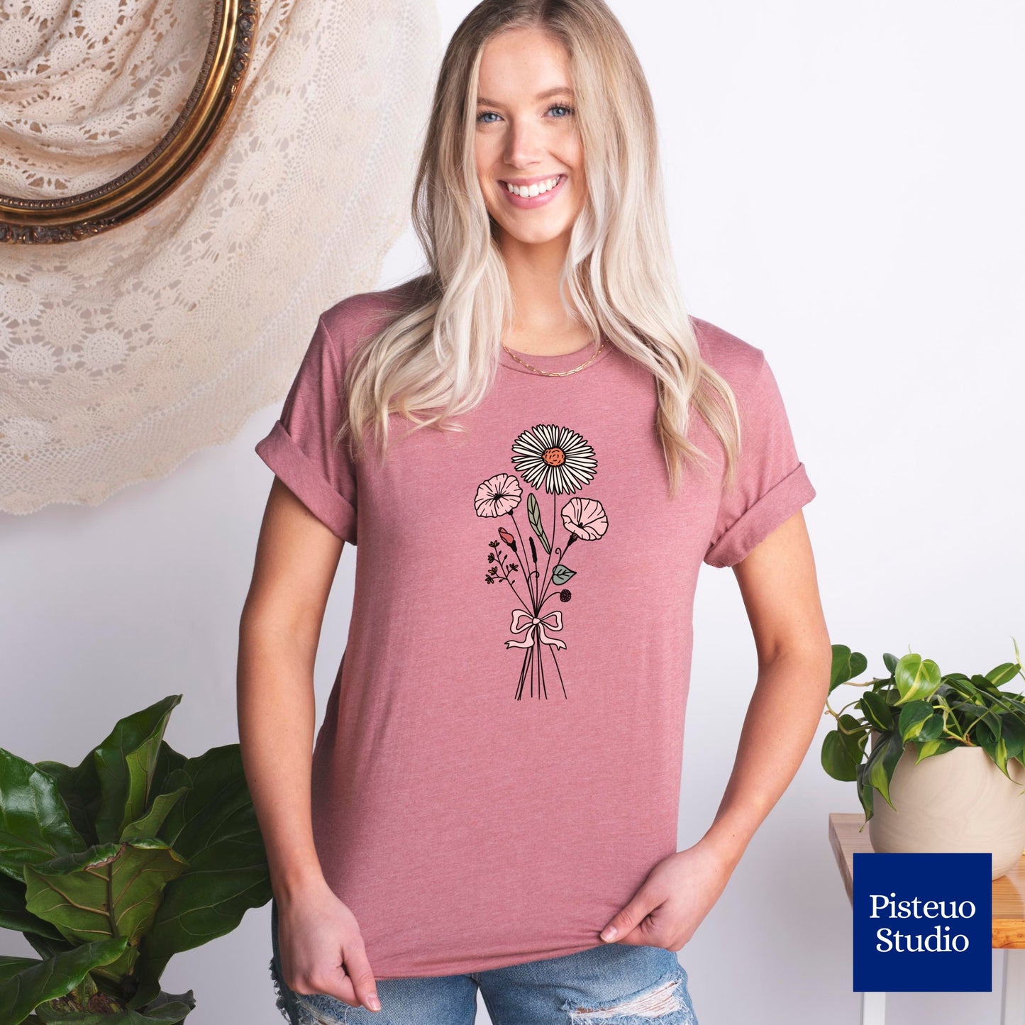 Aster and Morning Glory Flower T-Shirt