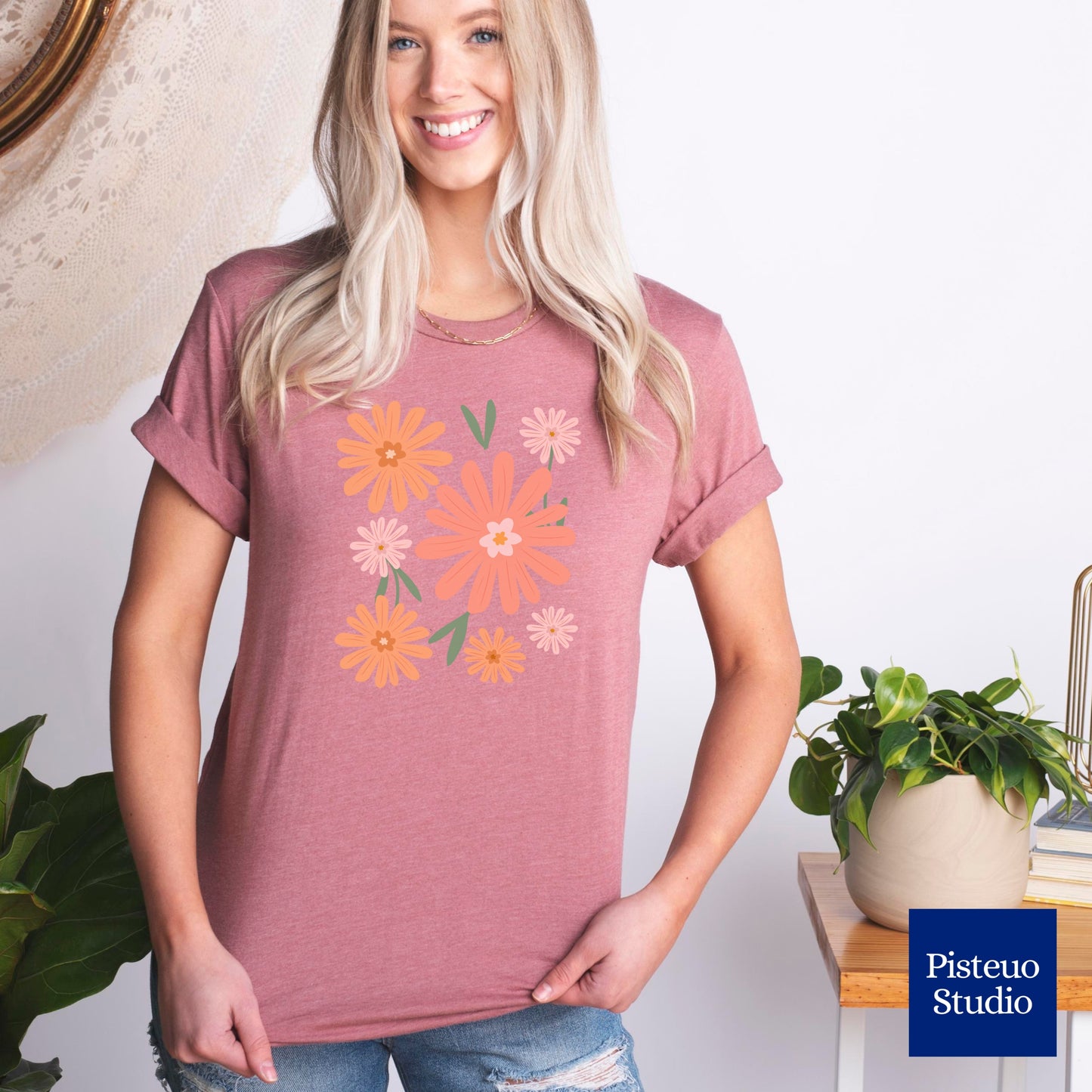 Warm Floral Splash Flower T-Shirt