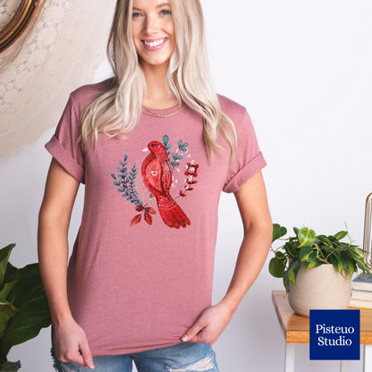 Scarlet Nestling Flower T-Shirt