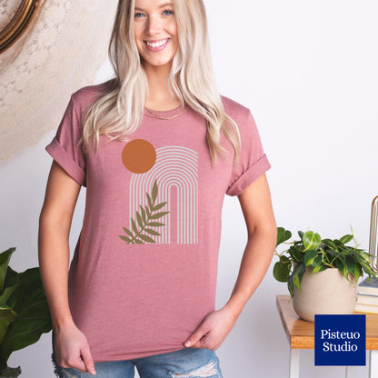 Sunset Serenity In Earthly Tones Flower T-Shirt