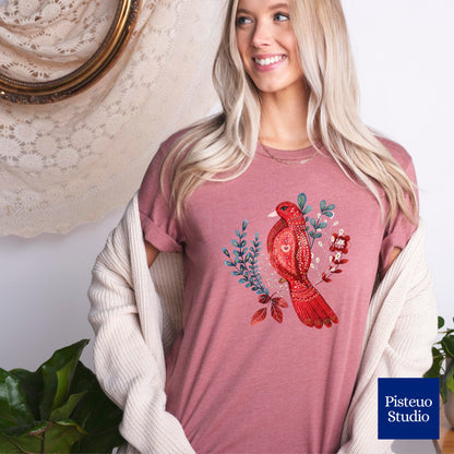 Scarlet Nestling Flower T-Shirt