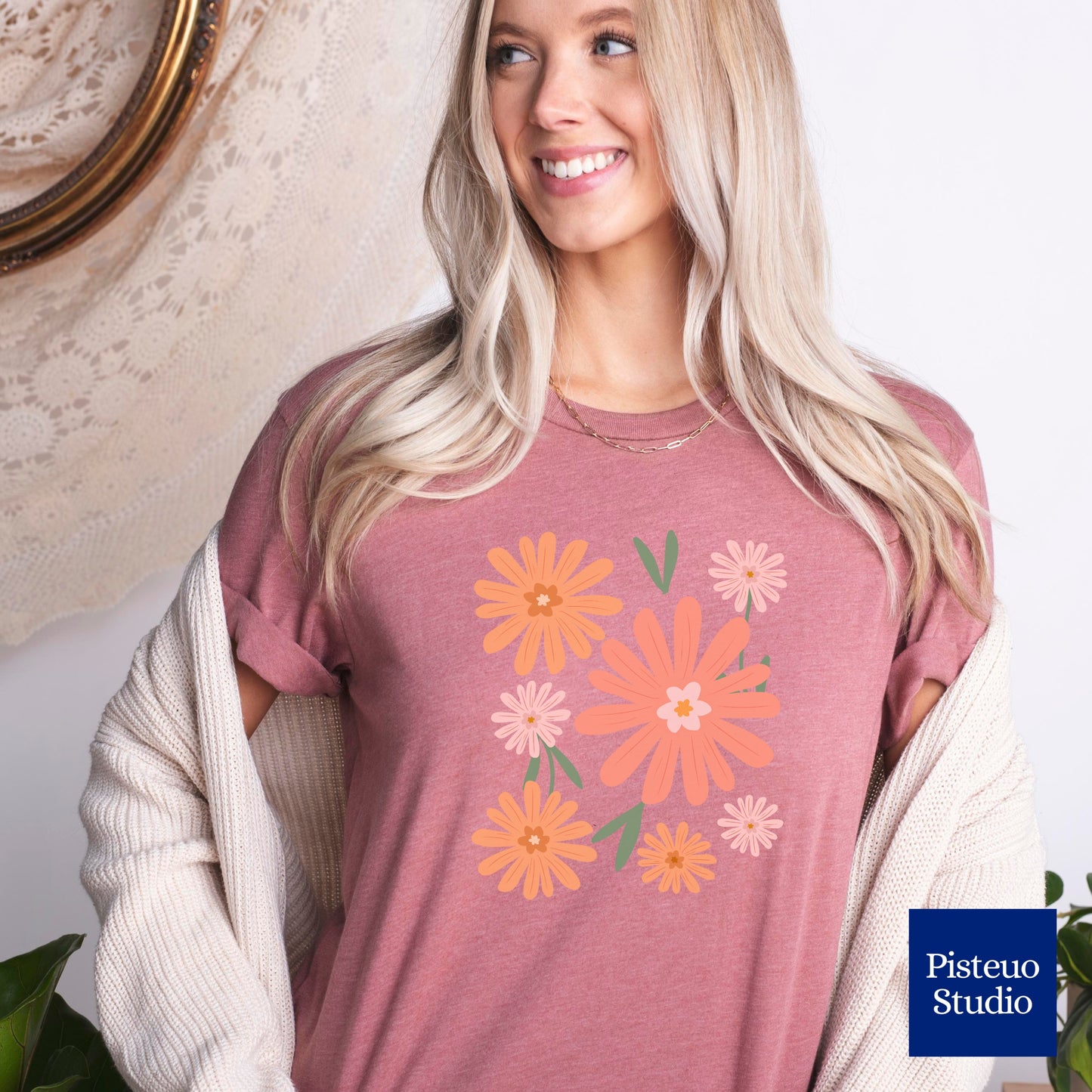 Warm Floral Splash Flower T-Shirt