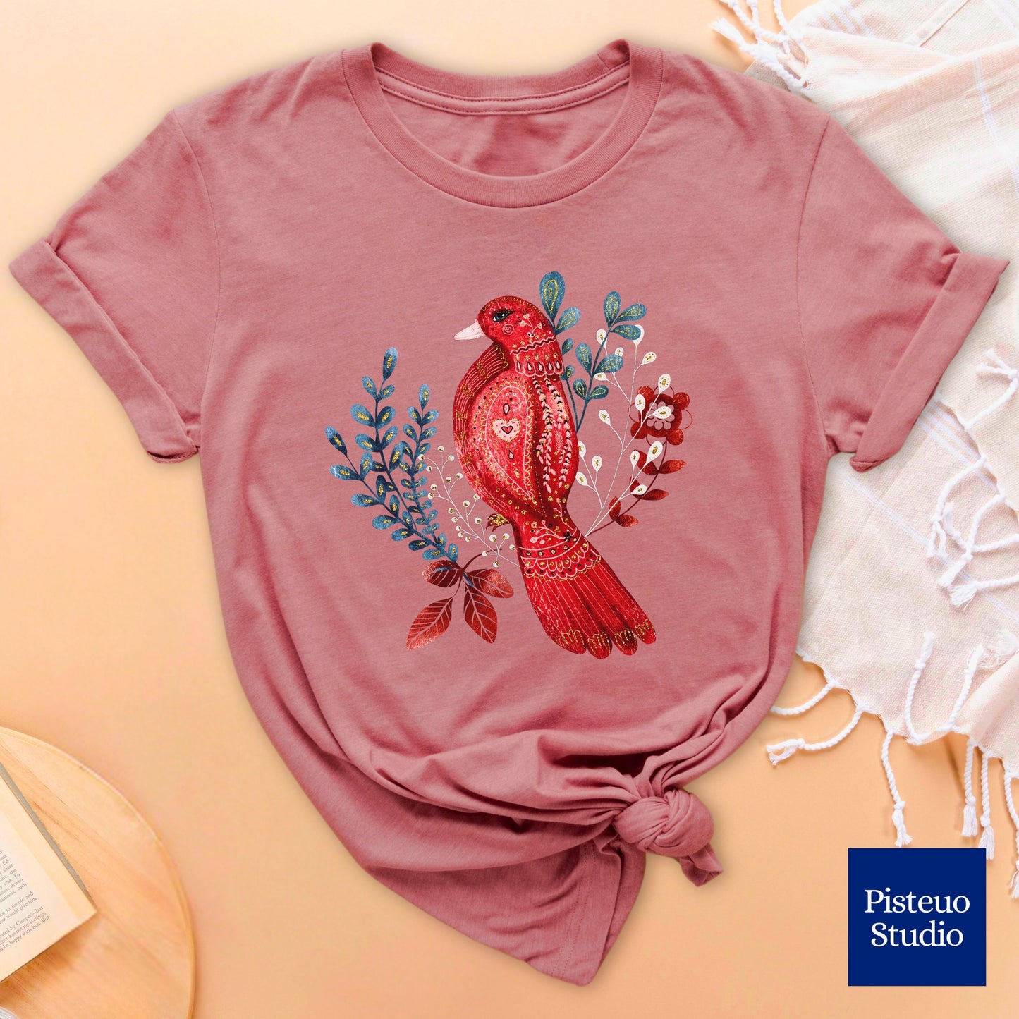 Scarlet Nestling Flower T-Shirt