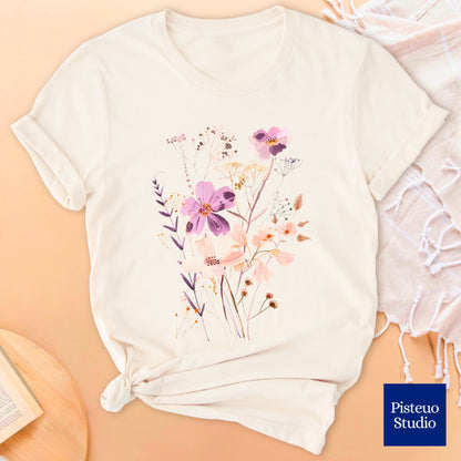 Lavender Sunset Meadows Flower T-Shirt