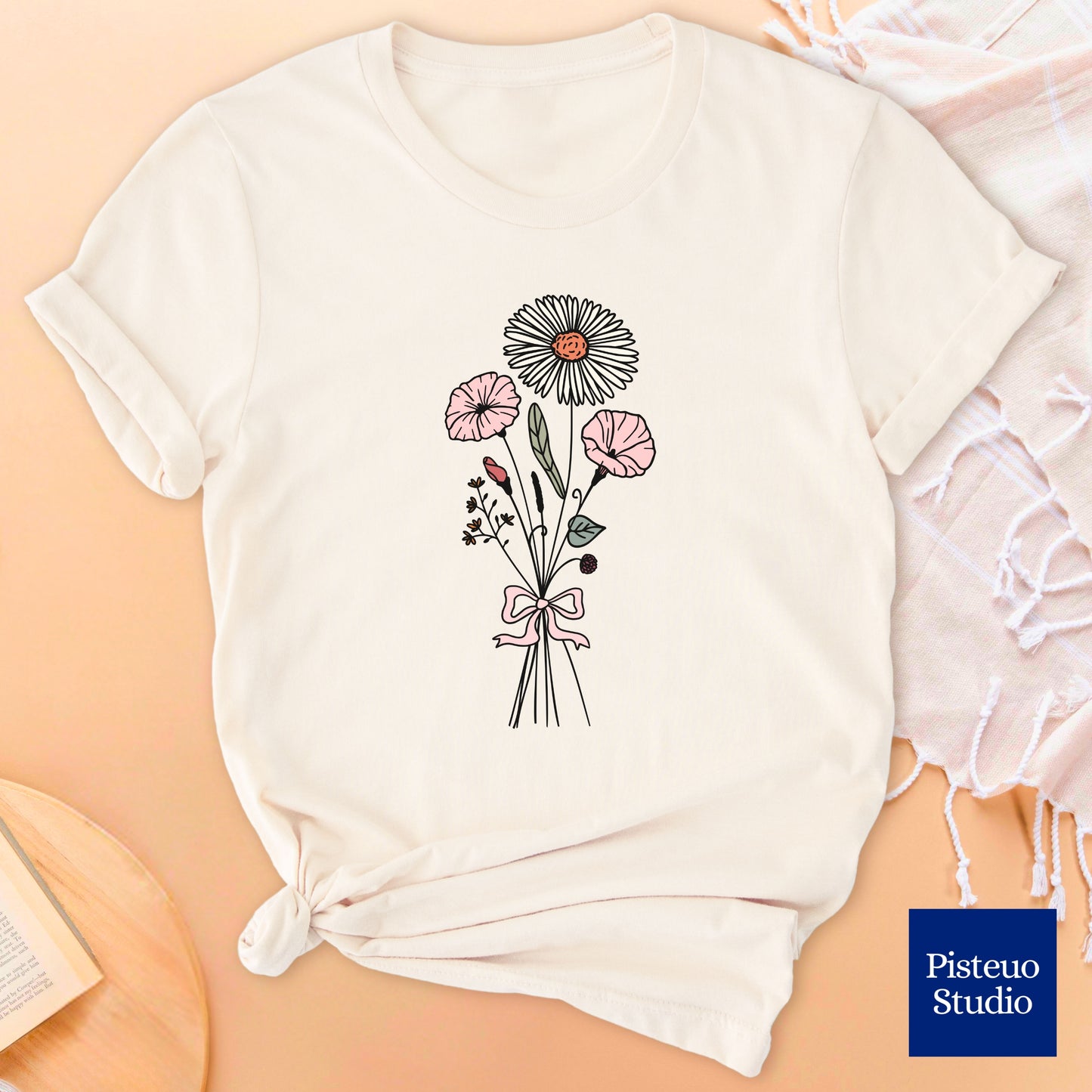 Aster and Morning Glory Flower T-Shirt