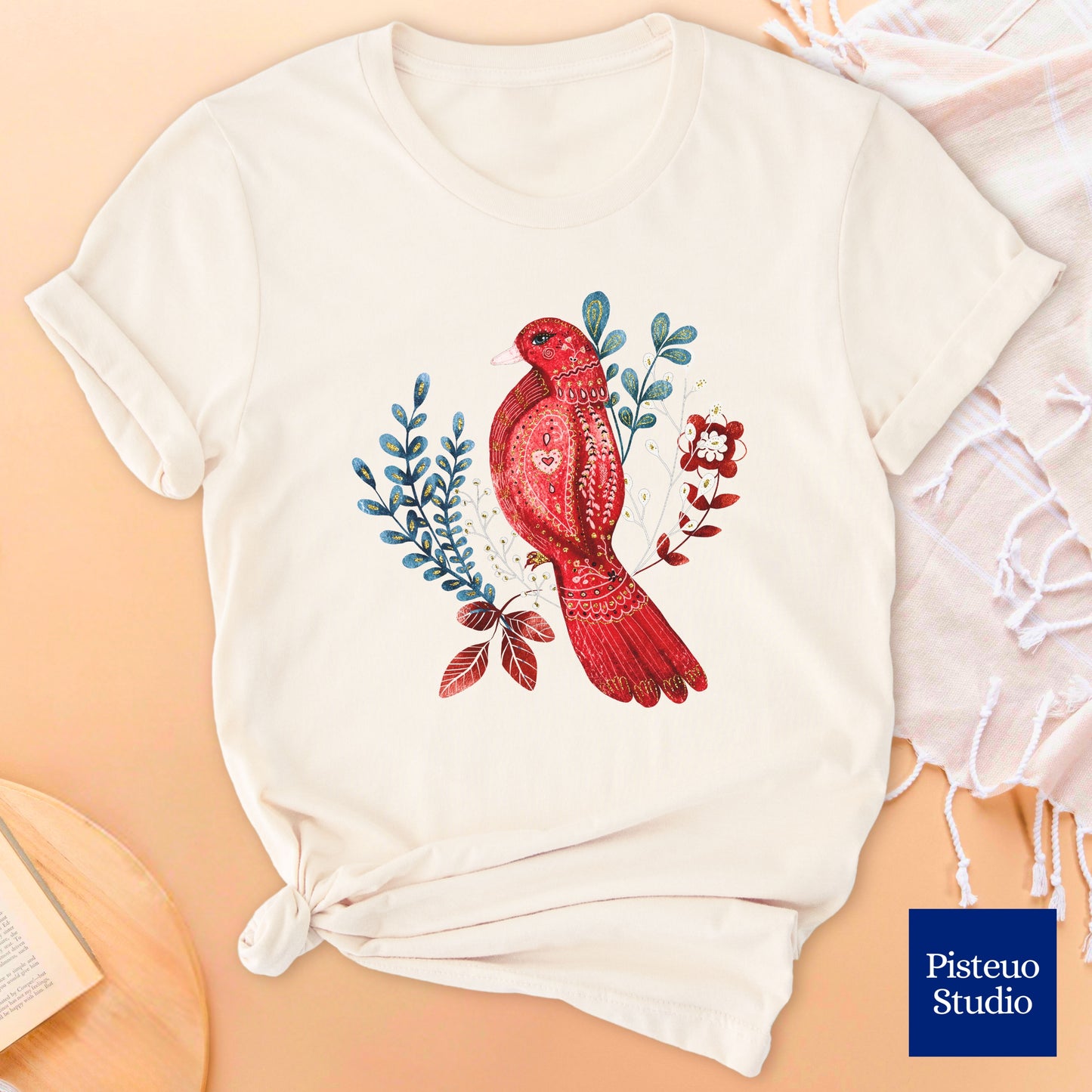 Scarlet Nestling Flower T-Shirt