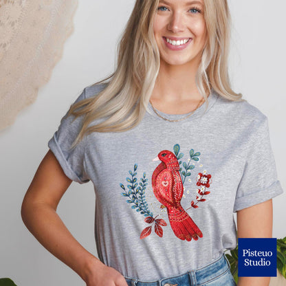 Scarlet Nestling Flower T-Shirt