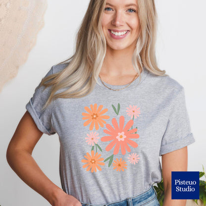 Warm Floral Splash Flower T-Shirt