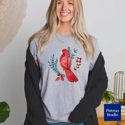 Scarlet Nestling Flower T-Shirt