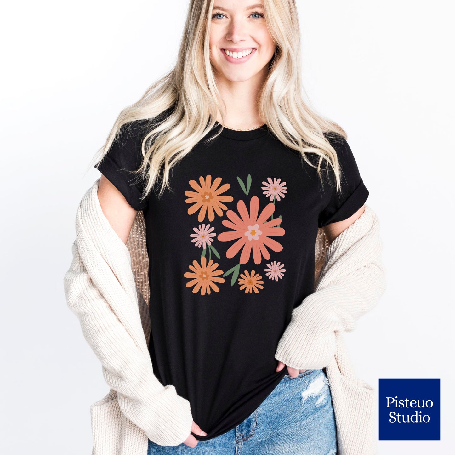 Warm Floral Splash Flower T-Shirt