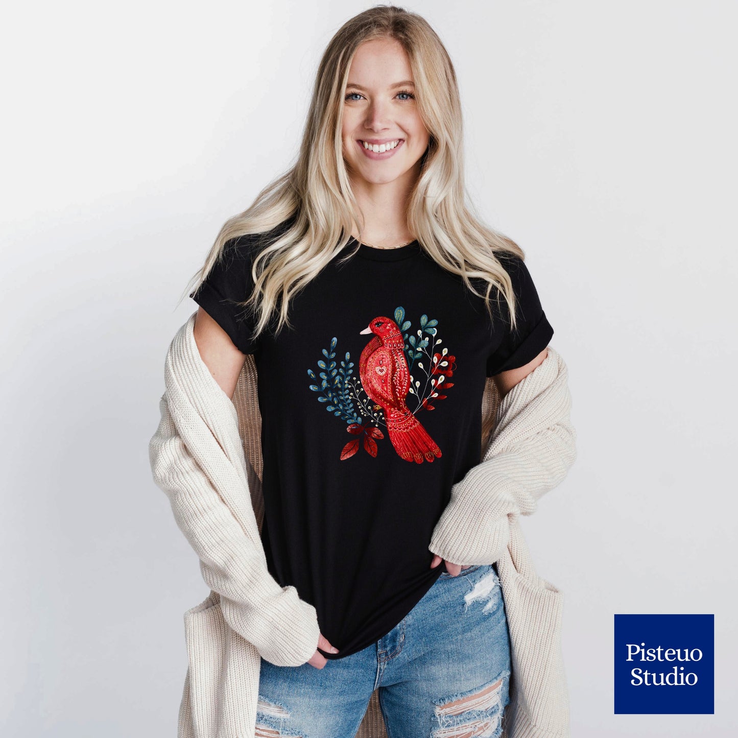 Scarlet Nestling Flower T-Shirt