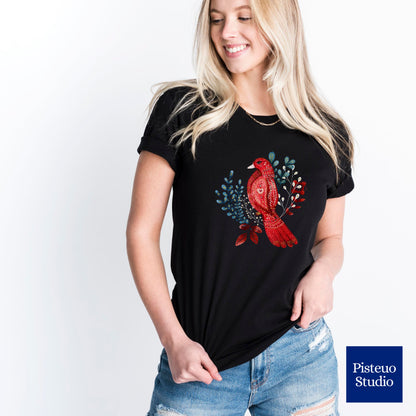 Scarlet Nestling Flower T-Shirt