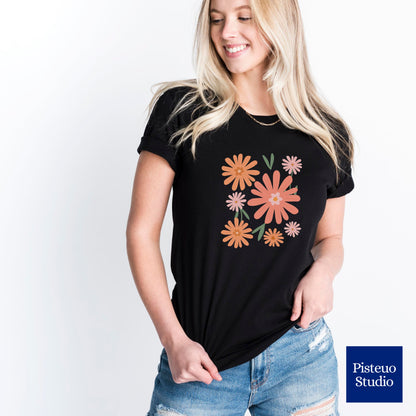 Warm Floral Splash Flower T-Shirt