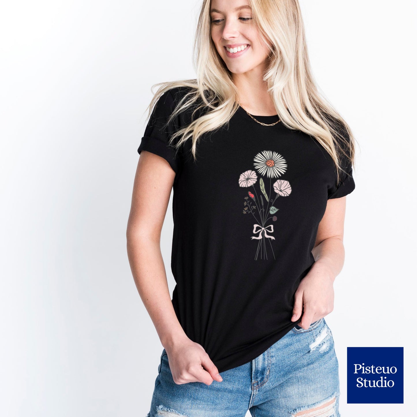 Aster and Morning Glory Flower T-Shirt