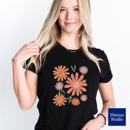 Warm Floral Splash Flower T-Shirt