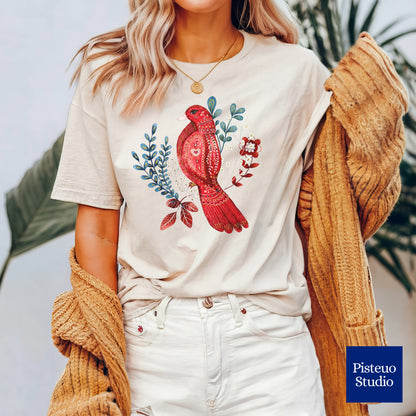 Scarlet Nestling Flower T-Shirt