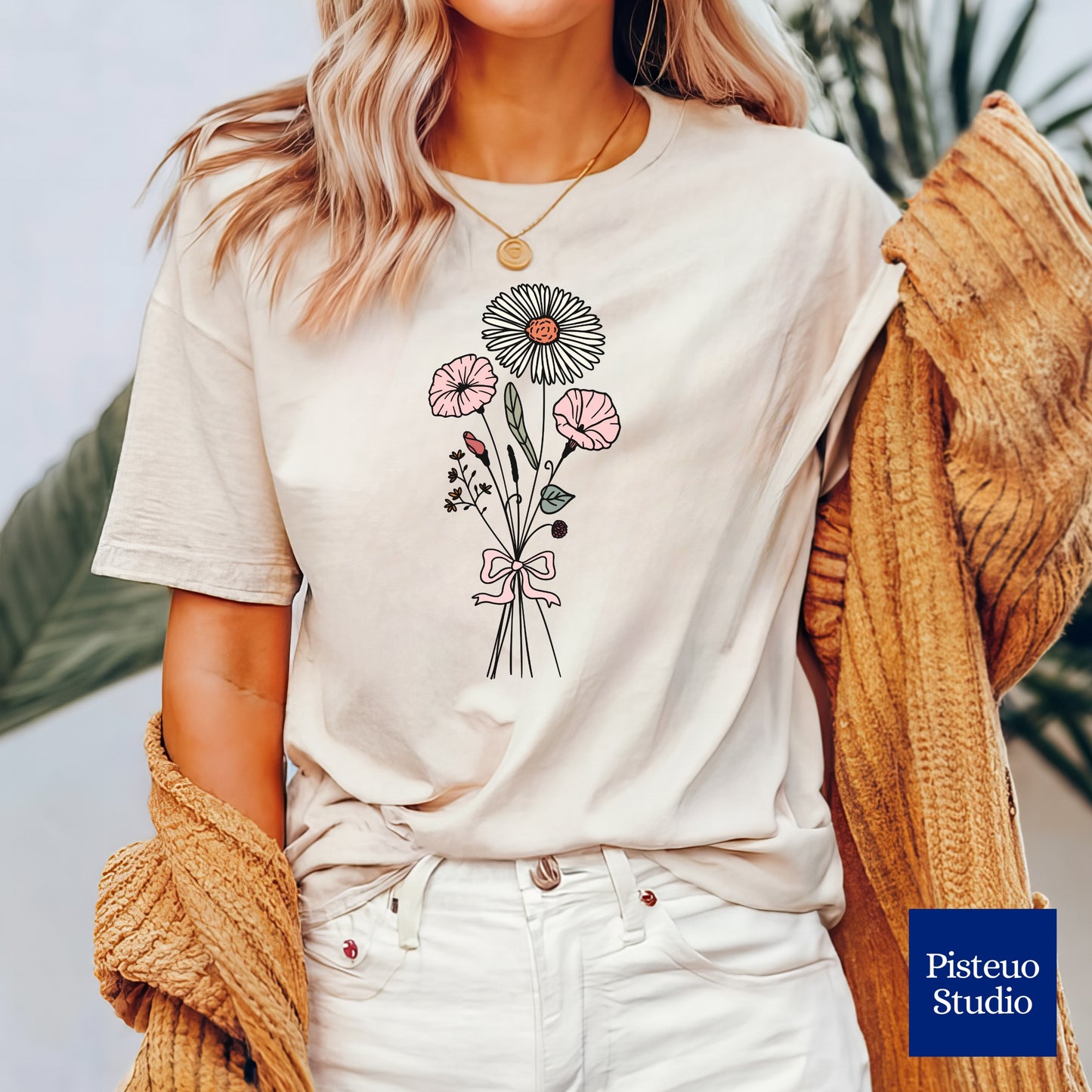 Aster and Morning Glory Flower T-Shirt