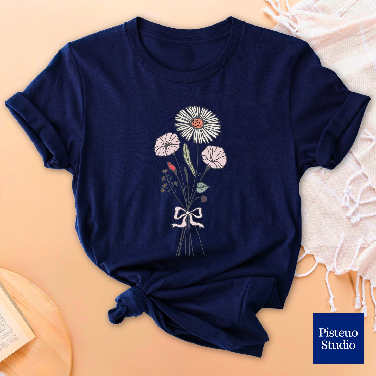 Aster and Morning Glory Flower T-Shirt