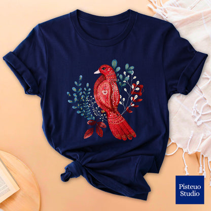 Scarlet Nestling Flower T-Shirt