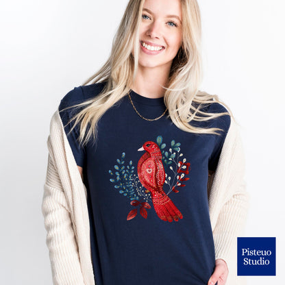 Scarlet Nestling Flower T-Shirt