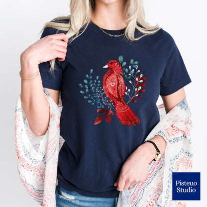 Scarlet Nestling Flower T-Shirt