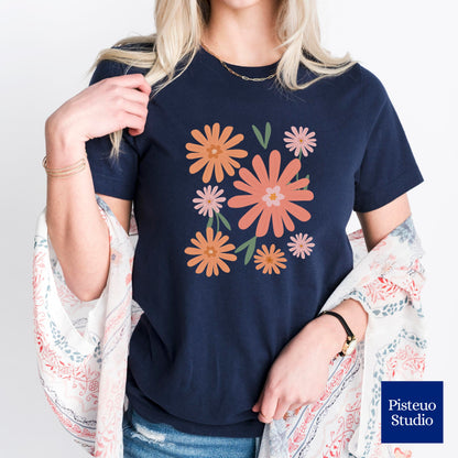 Warm Floral Splash Flower T-Shirt