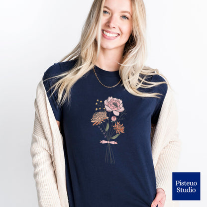 Chrysanthemum & Peony Flower T-Shirt