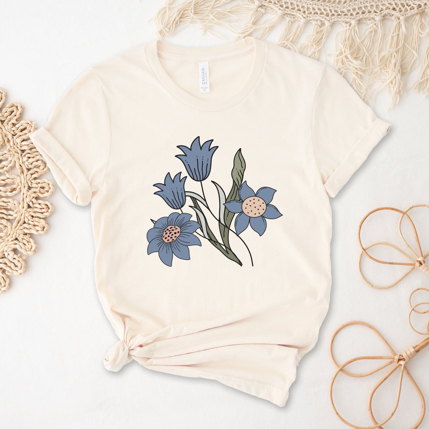 Azure Botanica Soft Breathable Flowers T-Shirt