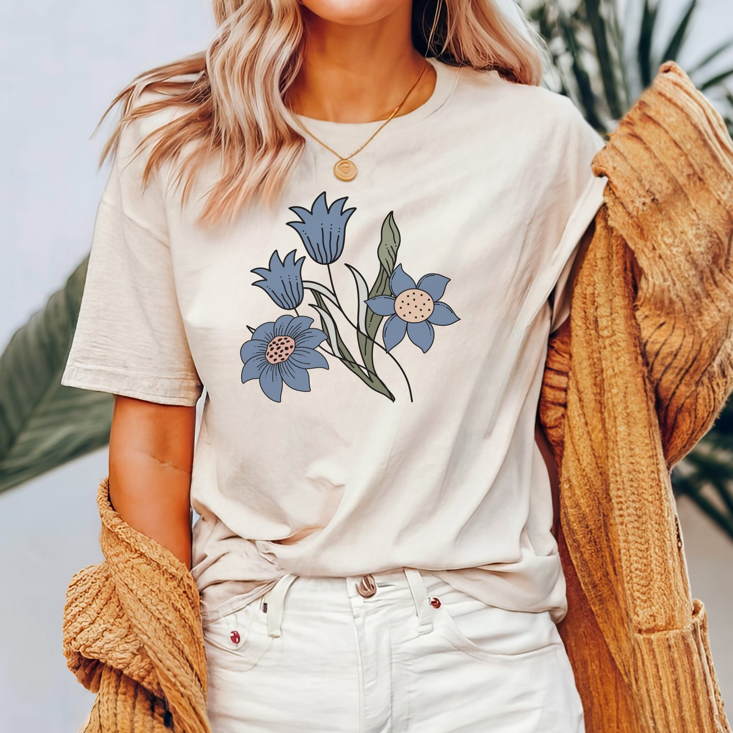 Azure Botanica Soft Breathable Flowers T-Shirt