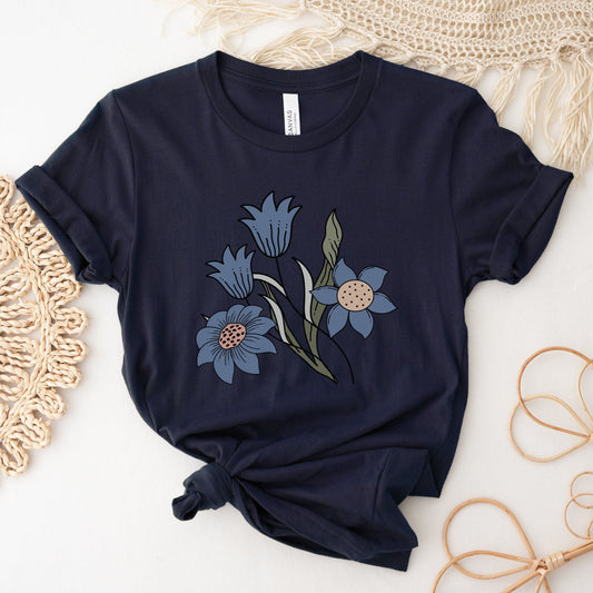 Azure Botanica Soft Breathable Flowers T-Shirt