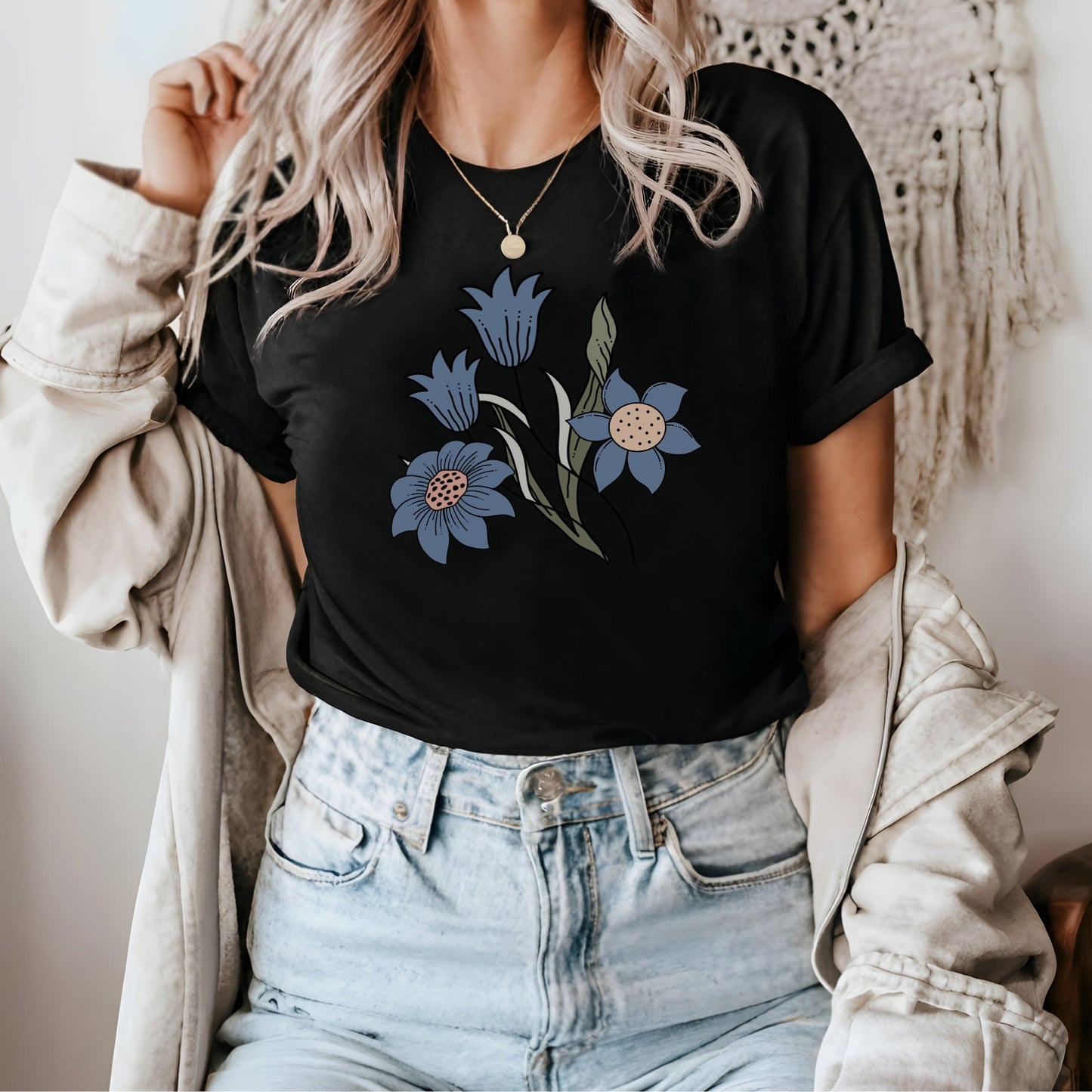 Azure Botanica Soft Breathable Flowers T-Shirt