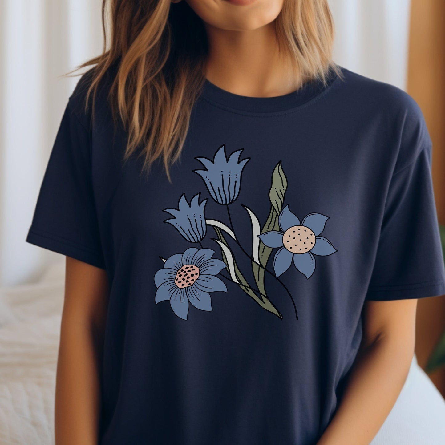 Azure Botanica Soft Breathable Flowers T-Shirt