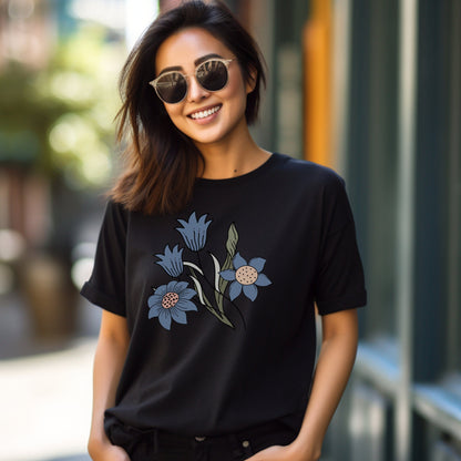 Azure Botanica Soft Breathable Flowers T-Shirt