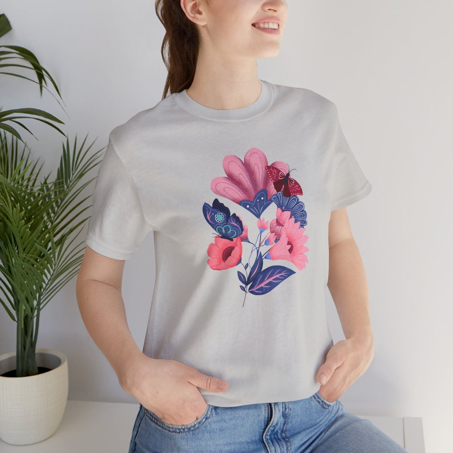 Bloom and Flutter Harmony Soft Breathable Flowers T-Shirt