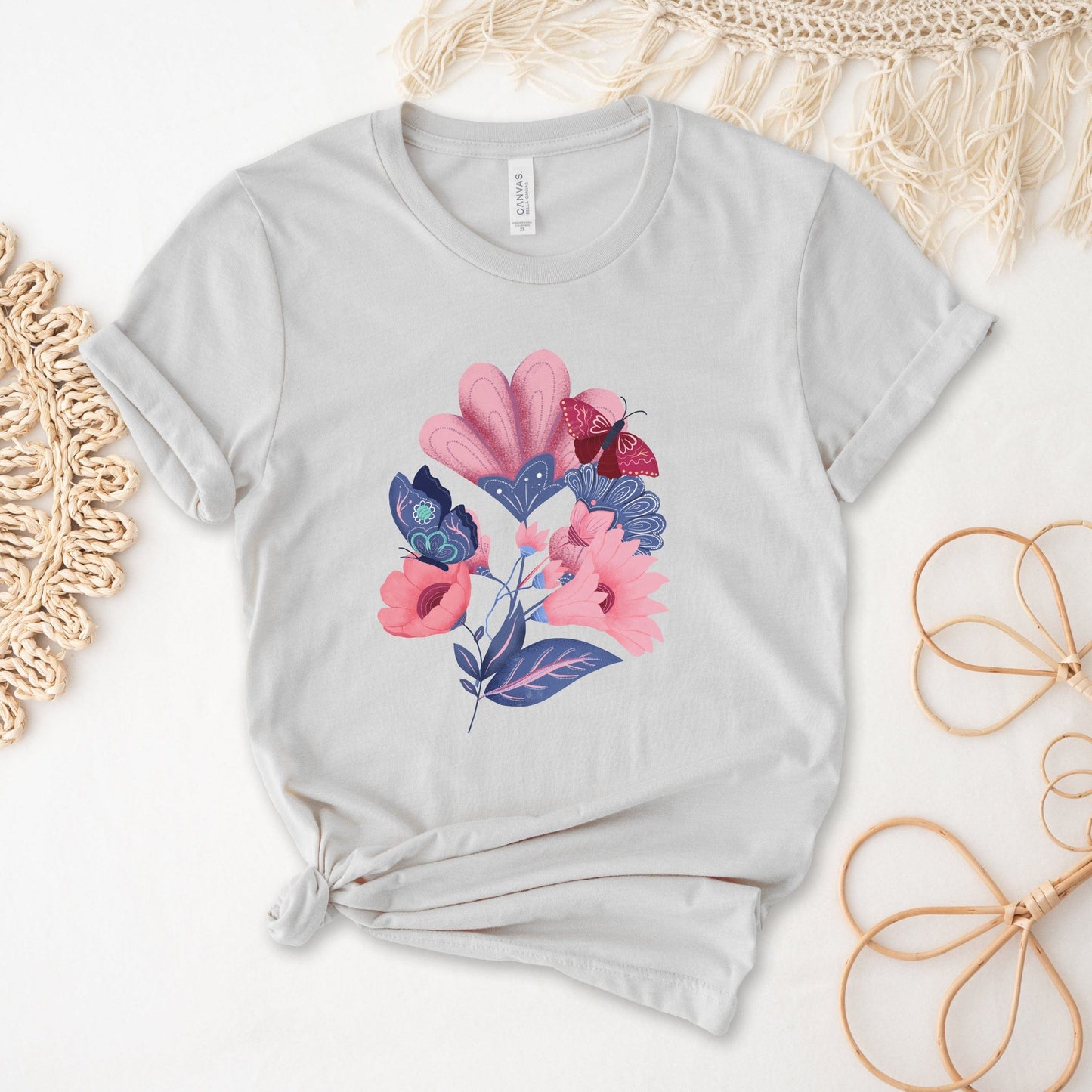 Bloom and Flutter Harmony Soft Breathable Flowers T-Shirt