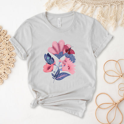 Bloom and Flutter Harmony Soft Breathable Flowers T-Shirt