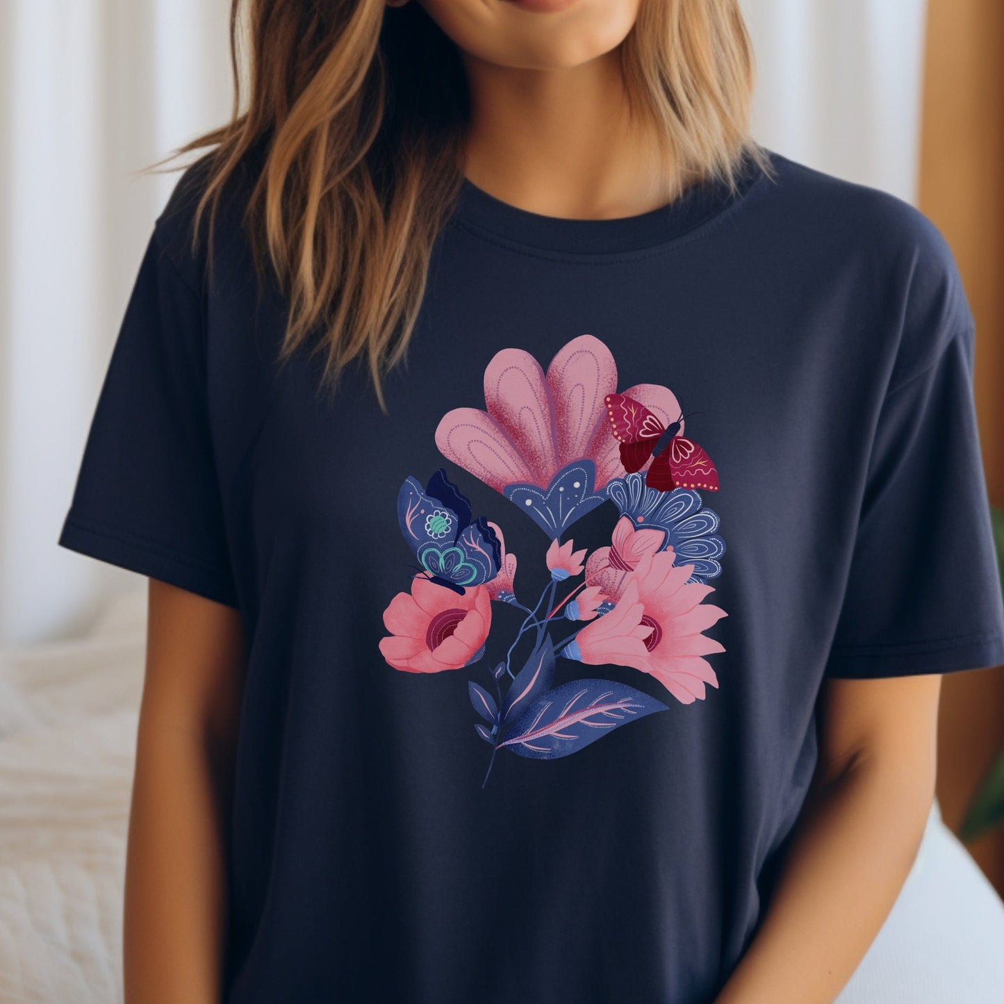 Bloom and Flutter Harmony Soft Breathable Flowers T-Shirt