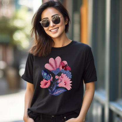 Bloom and Flutter Harmony Soft Breathable Flowers T-Shirt