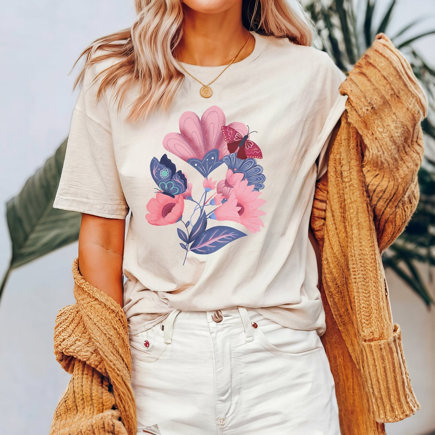 Bloom and Flutter Harmony Soft Breathable Flowers T-Shirt