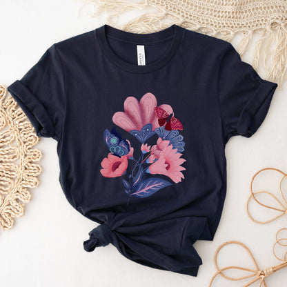 Bloom and Flutter Harmony Soft Breathable Flowers T-Shirt